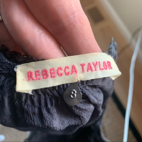 REBECCA TAYLOR 100% Silk Jacquard Blue Loose Fit Tank Size 8 - Picture 3 of 16